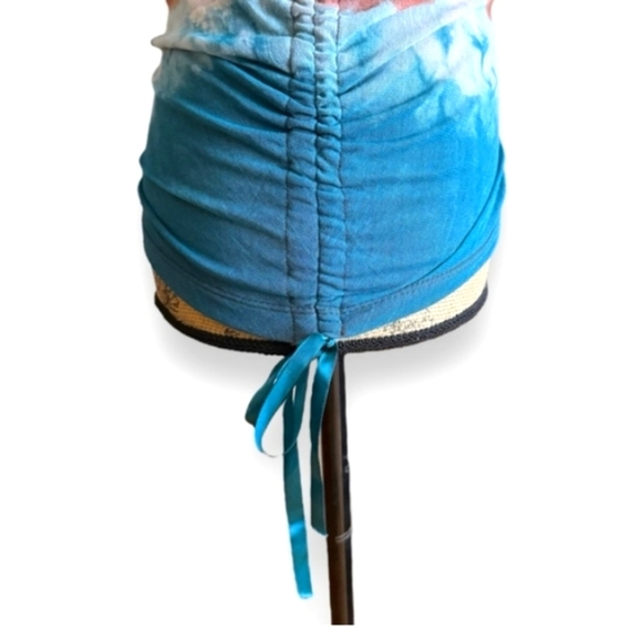 VINTAGE Le Château | Y2K Blue and Brown Tie-Dye Asymmetrical Tank Top - Picture 3 of 6